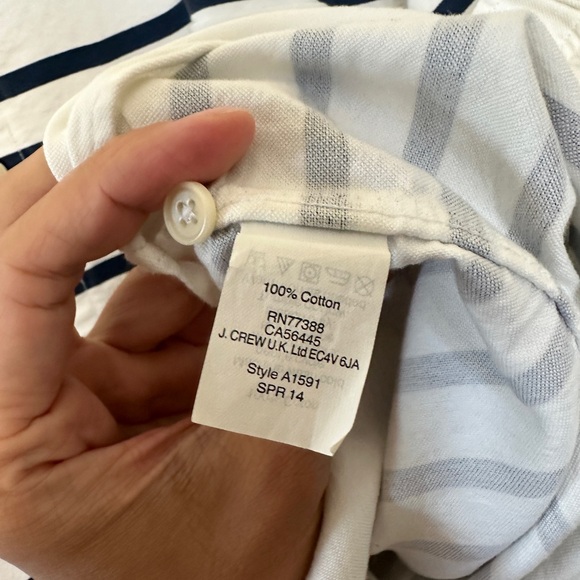 J.Crew Oxford cotton button down shirt in white with strips - Picture 3 of 3